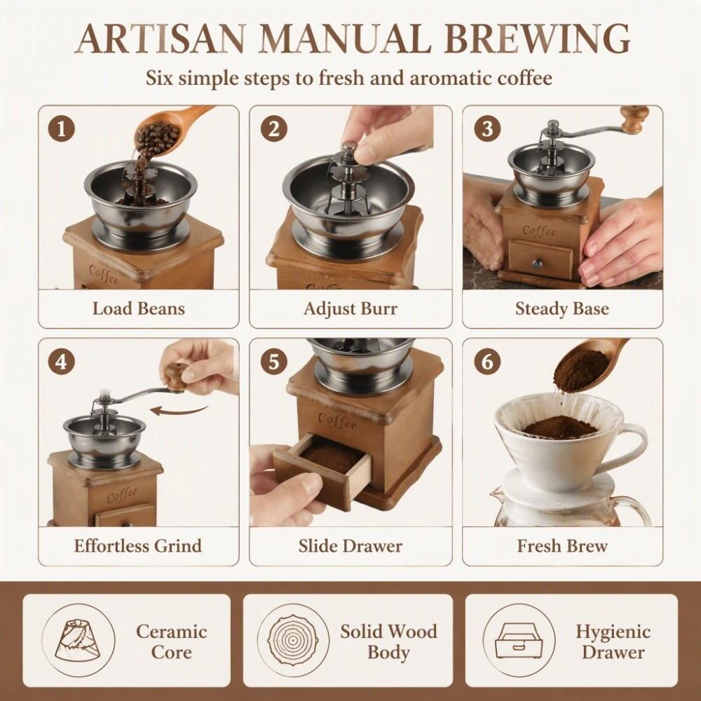 Retro Style Manual Bean Grinder Ceramic Grinding Core Coffee Milling Machine  Coffee Making
