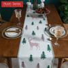 1PC Nuan Series American Rural Square Table Runner, Christmas Elk Pine Tree Pattern Table Flag for Kitchen Dinner Table Home Decor