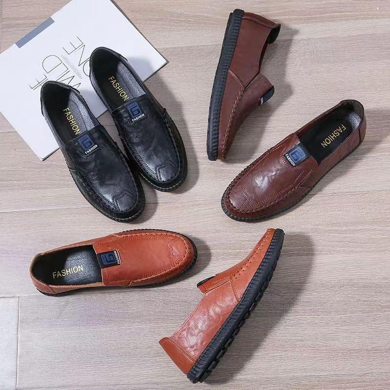Autumn Breathable Men's Shoes Casual Leather Shoes Comfortable Doudou One-pedal Leather Shoes Casual Men's Soft Sole