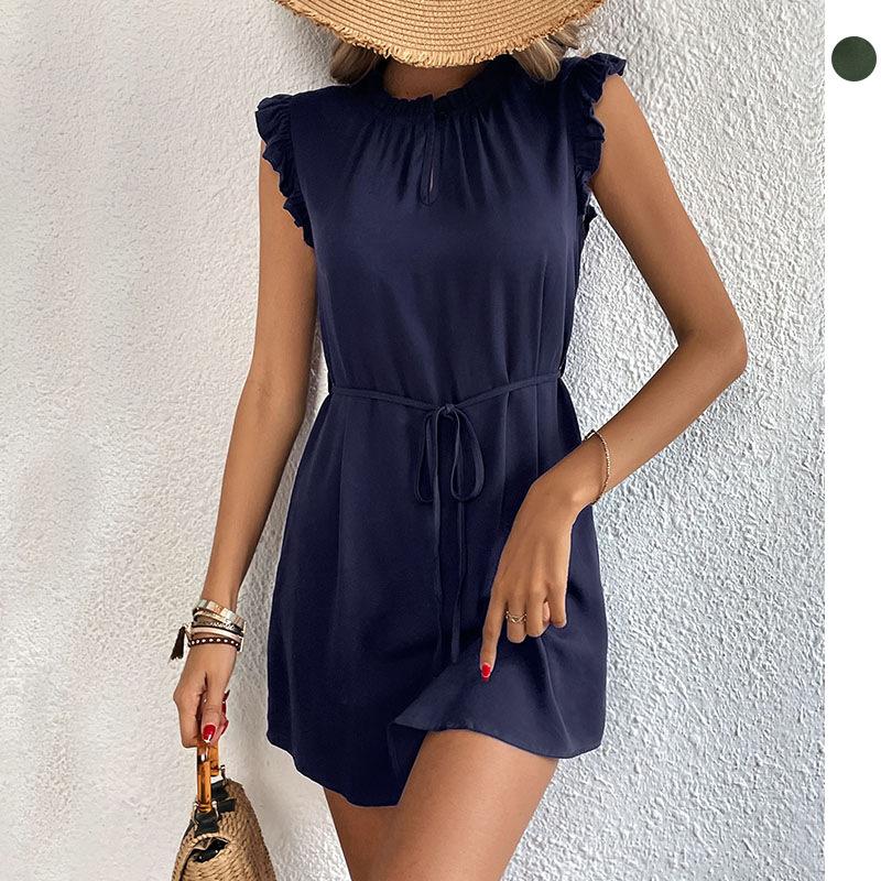 Summer Women's Solid Color Dress Beach Vacation Casual Dresses
