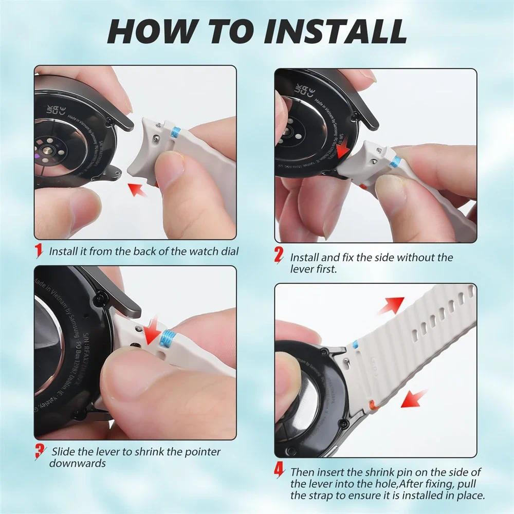 Original Band for Samsung Galaxy Watch 7 6 5 4 44mm 40mm/FE/Pro/classic Silicone Sport Belt Bracelet Correa Galaxy Watch 7 Strap