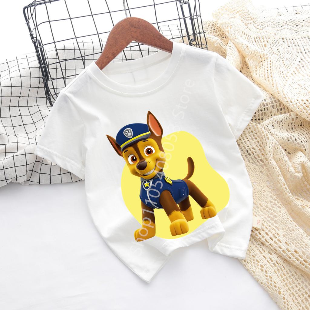 Paw Patrols Baby TShirt Girls Boys Clothes Cartoon Anime Chase Skye Figure Printed Toddler Tops Summer Clothes Gift