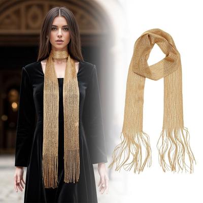 Thin Long Tassel Scarf Vintage Scarf Headband Fashion Thin Scarf Decoration Neckerchief