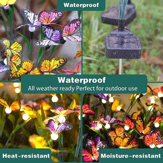 Schwankendes Schmetterlingslicht, LED-Gartenlampe, wasserdicht, automatische Aufladung, solarbetrieben, Landschaftslicht, Hof, Terrasse, Weg, Dekoration