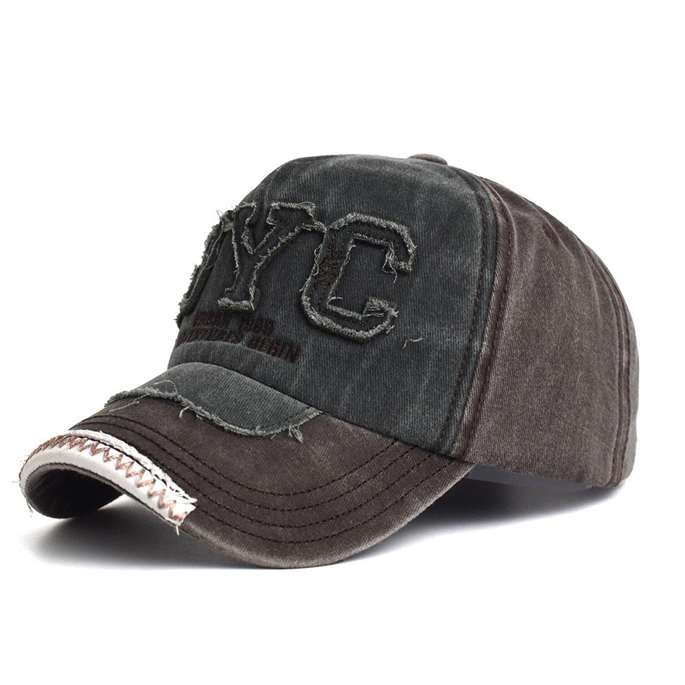 Unisex Vintage Washed Cotton Snapback Cap Adjustable Hip Hop NYC Letter Embroidery Baseball Hat Men Women Outdoor Sports Dad Hat