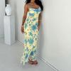 Women's Temperament, Elegant and Fashionable Printed Slim Hip-packing Suspender Long Dress