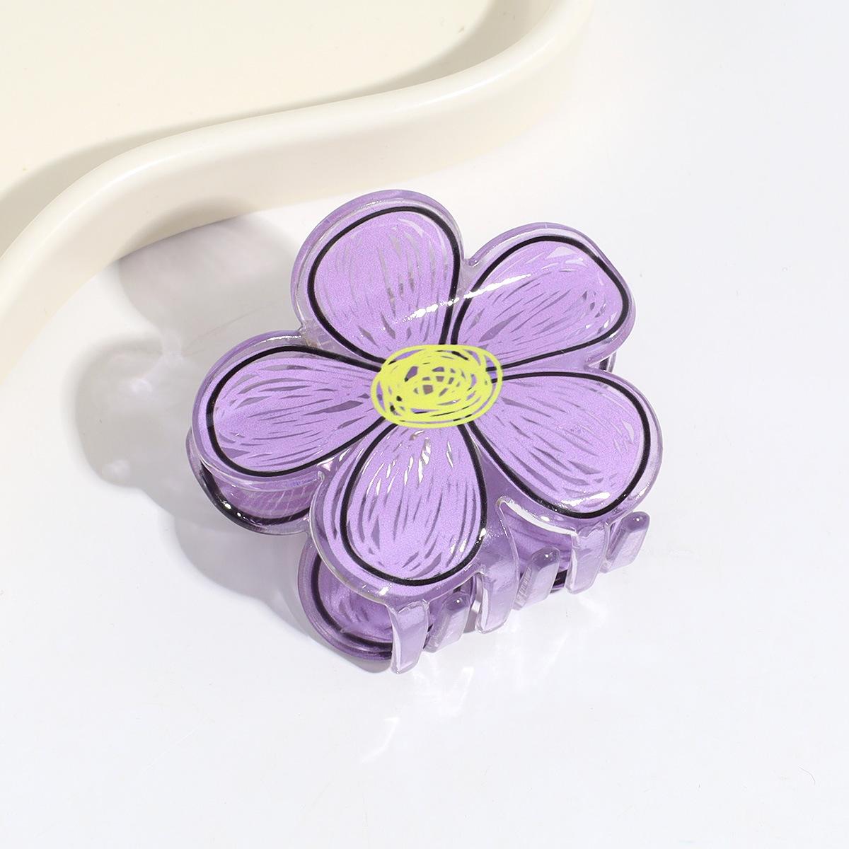 

New Acrylic Graffiti Flower Hair Clips Women Sweet Versatile Outdoor Hairpin Fashion Grab Cawl Clip Girls Hair Accessories