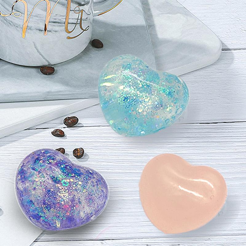 1Pc Changing Color Heart Squeeze Toy Sequins Love Fidget Toy Squishy Pinch Kneading Toy Stress Reliever Toy Kid Party Favor