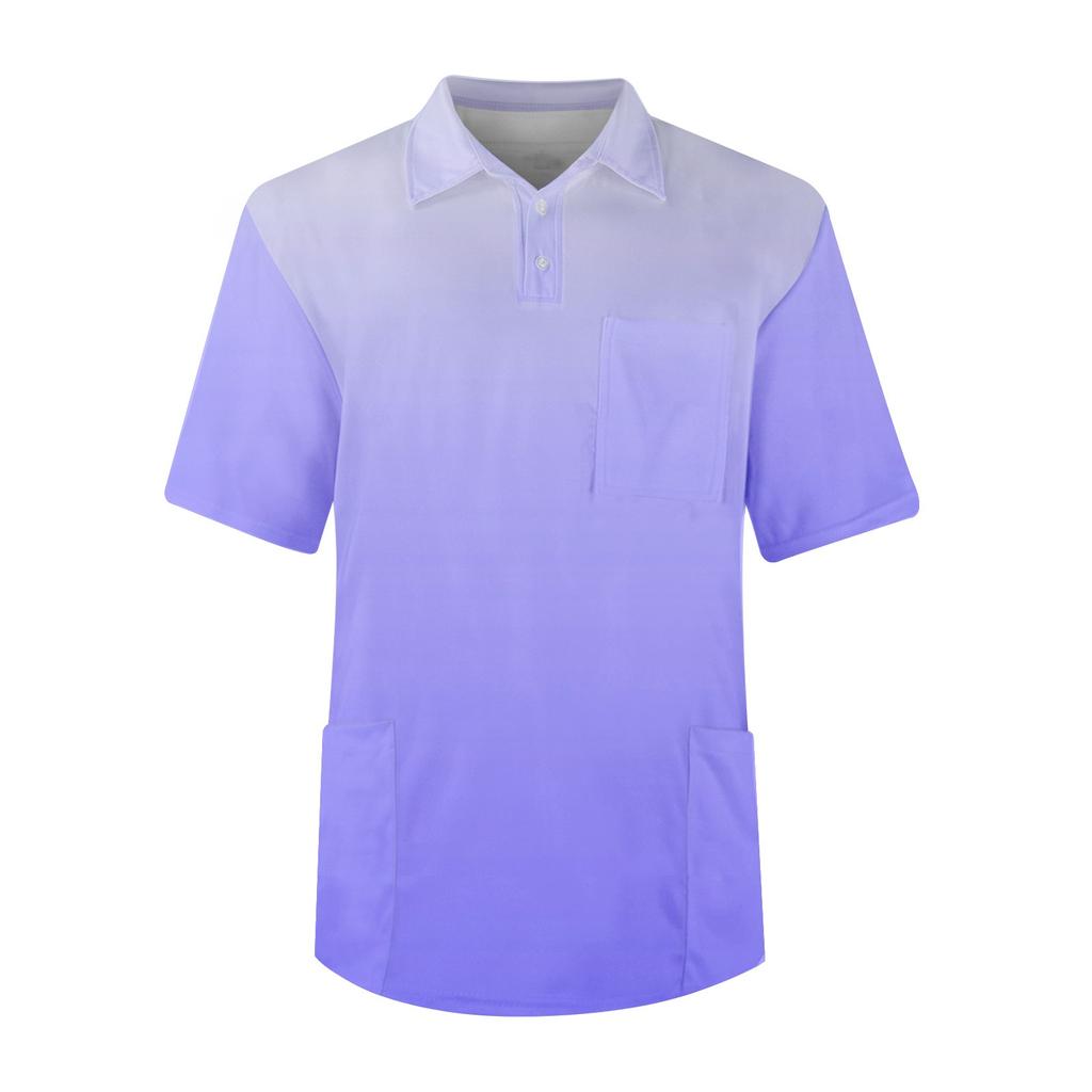 Pánské tričko s krátkým rukávem, knoflík klopa s přechodovým potiskem na hrudi, kapsa na sucho