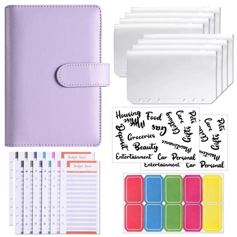 A6 Zipper Pouch Notebook: PU Leather Macaron Loose-Leaf Journal