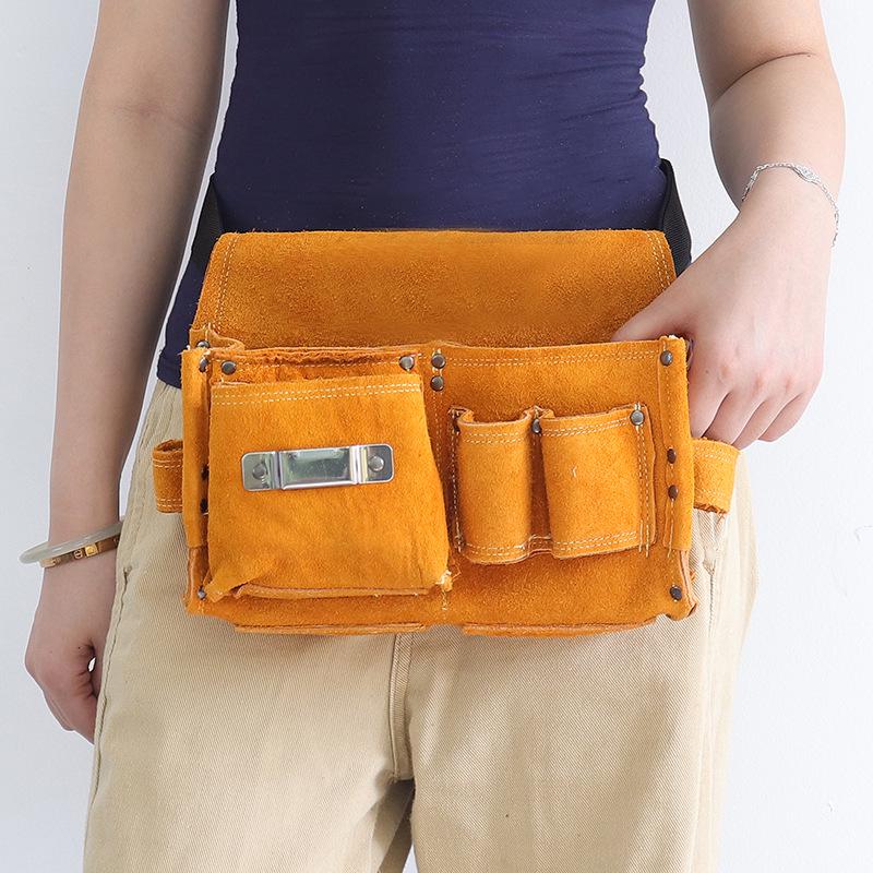 Multi-Functional Carpenter's Nail Apron Tool Belt - Wear-Resistant Nail Pouch Waist Bag for Construction Site.