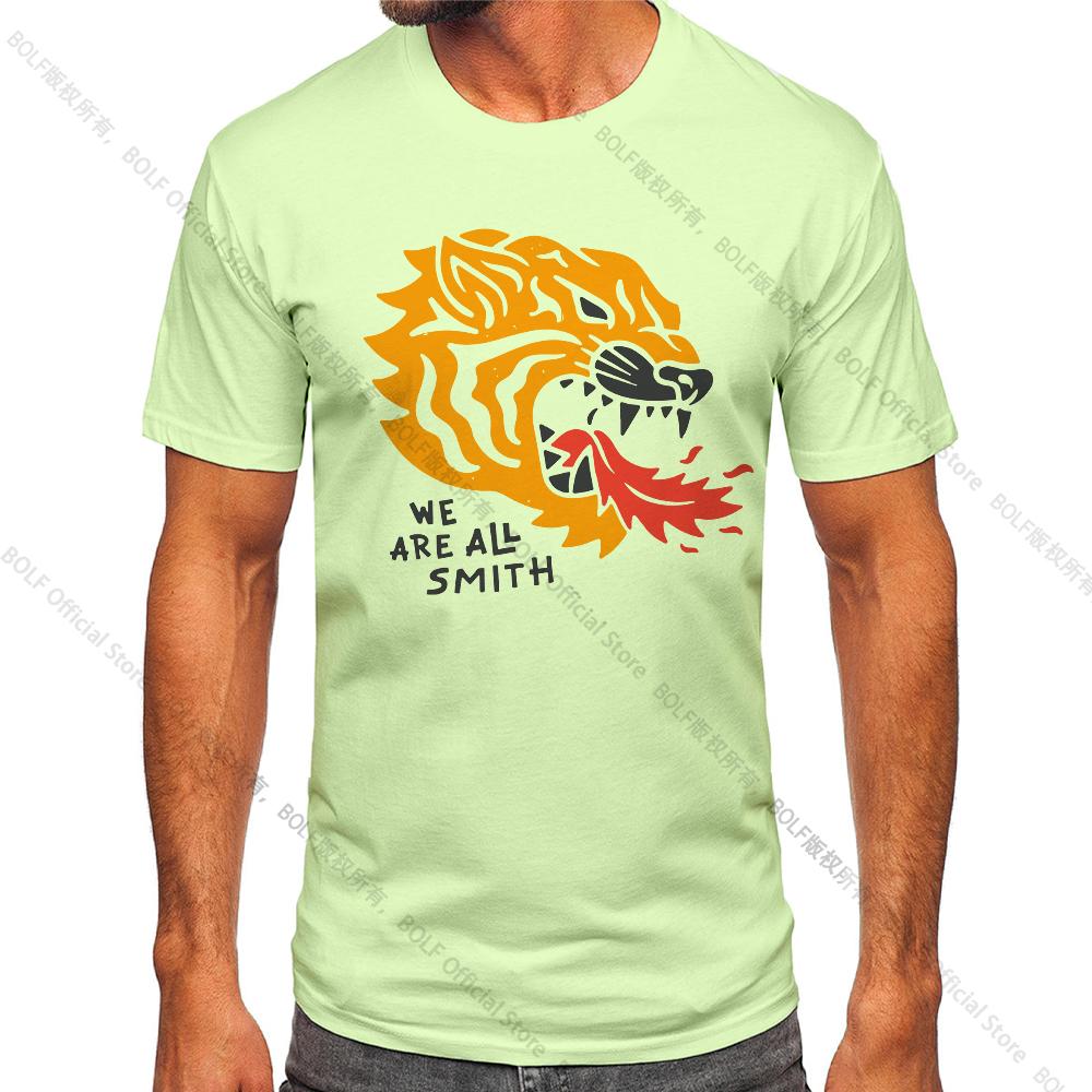Men's We Are All Smith Tiger Vintage T-shirt Sport 100% Cotton Print Oversized Tees for Men Women Sportswear Tops