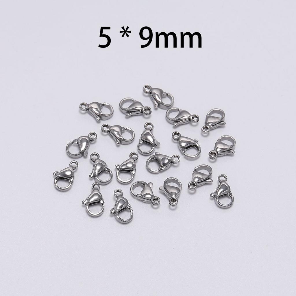 30pcs/lot 9 10 11 12 13 15mm Stainless Steel Lobster Clasp Hooks For DIY Necklace Bracelet Chain Fashion Jewelry Making Findings