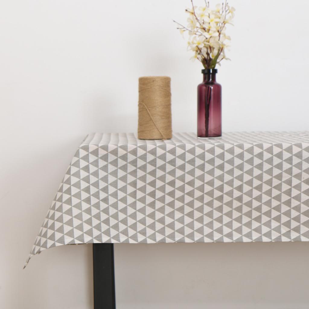 Nappe en Coton et Lin Couleur Unie Imprimé Carreaux Nappe de Table Basse Rectangulaire Tapis de Table de Salle à Manger Antidérapant Minimaliste