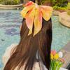 Sunset Gradient Pearl Chiffon Tie-Dye Bow Hair Clip for Girls