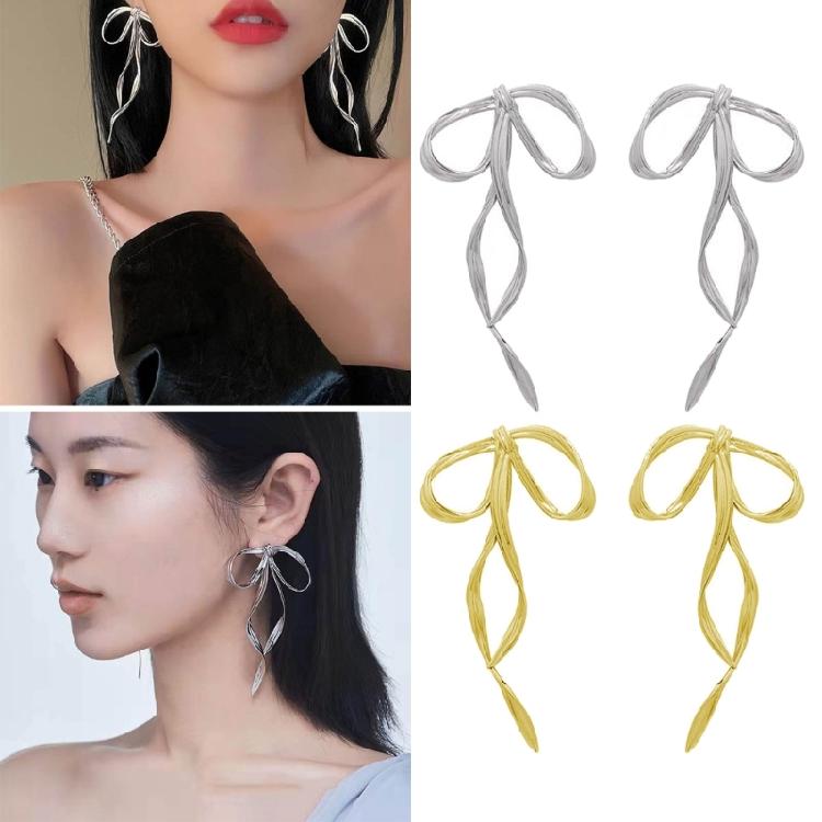 Bowknot Pendant Studs Earrings Butterfly Knot Earwears Ornament for Daily Wear