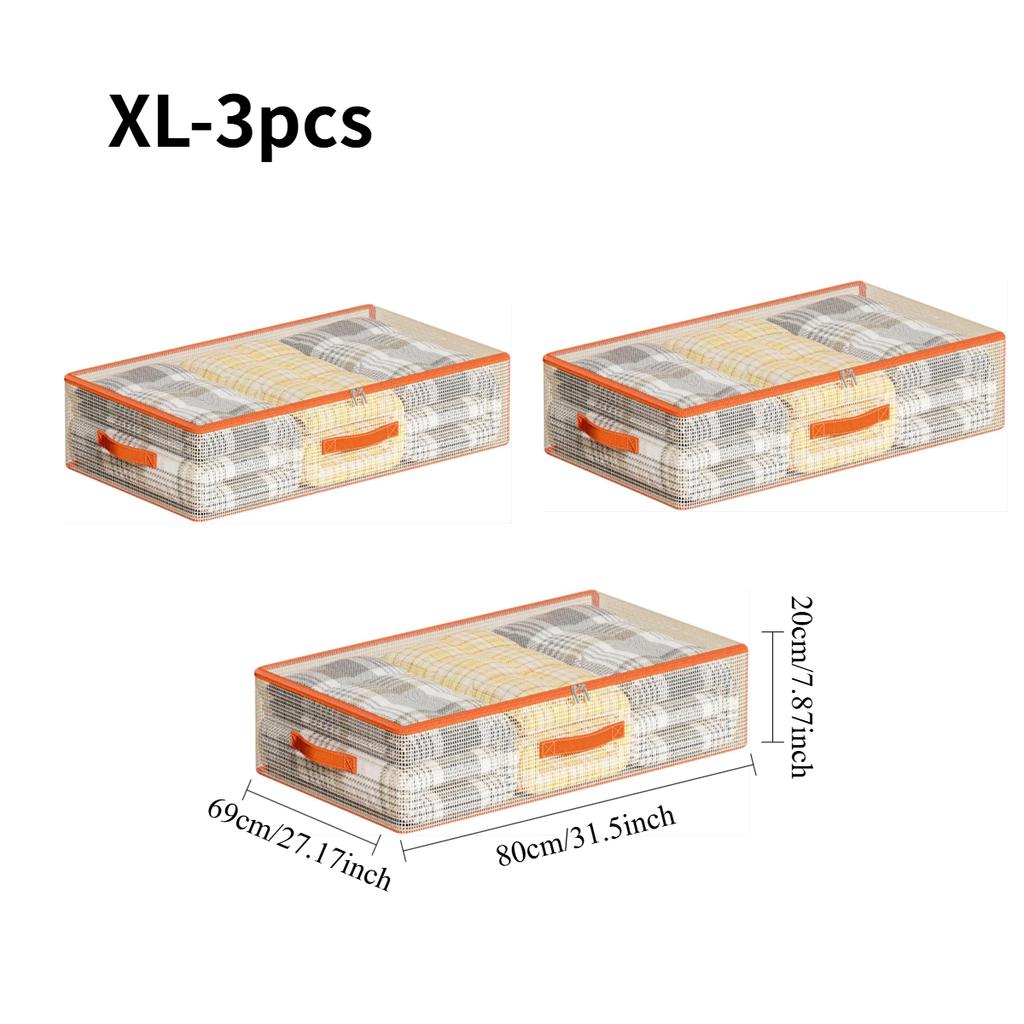 Under Bed Storage Containers Translucent Storage Bins Foldable Stackable Closet Organizer Blankets Clothing Bedding Comforter