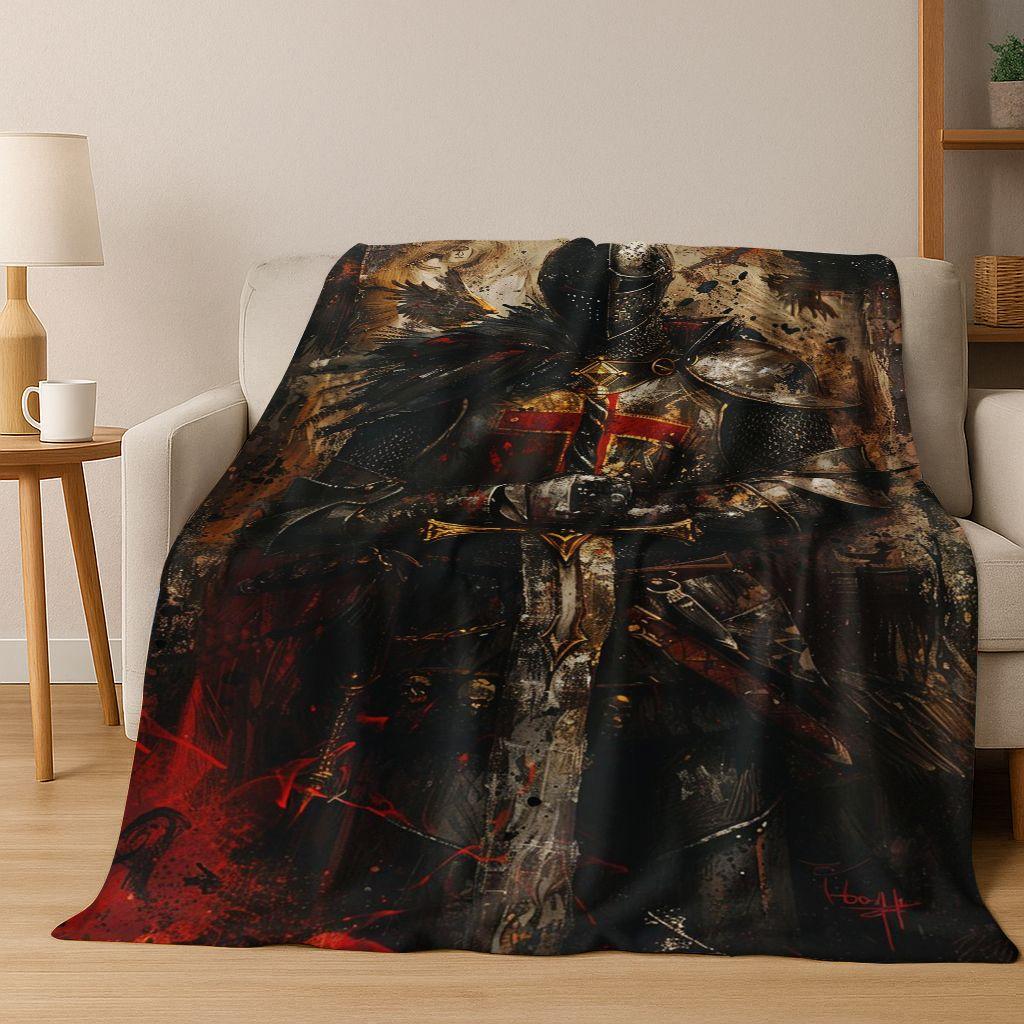 Templar Blood Knight Honor Holy Crusader Cartoon Flannel Blanket,Cozy Soft Throw Blanket for Home Bedroom Bed Sofa Cover Gift