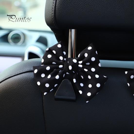 Car Headrest Hooks Purse Bag Hangers Universal Easy Installation Cute Bow Design Storage Hooks Auto Interior Decoration