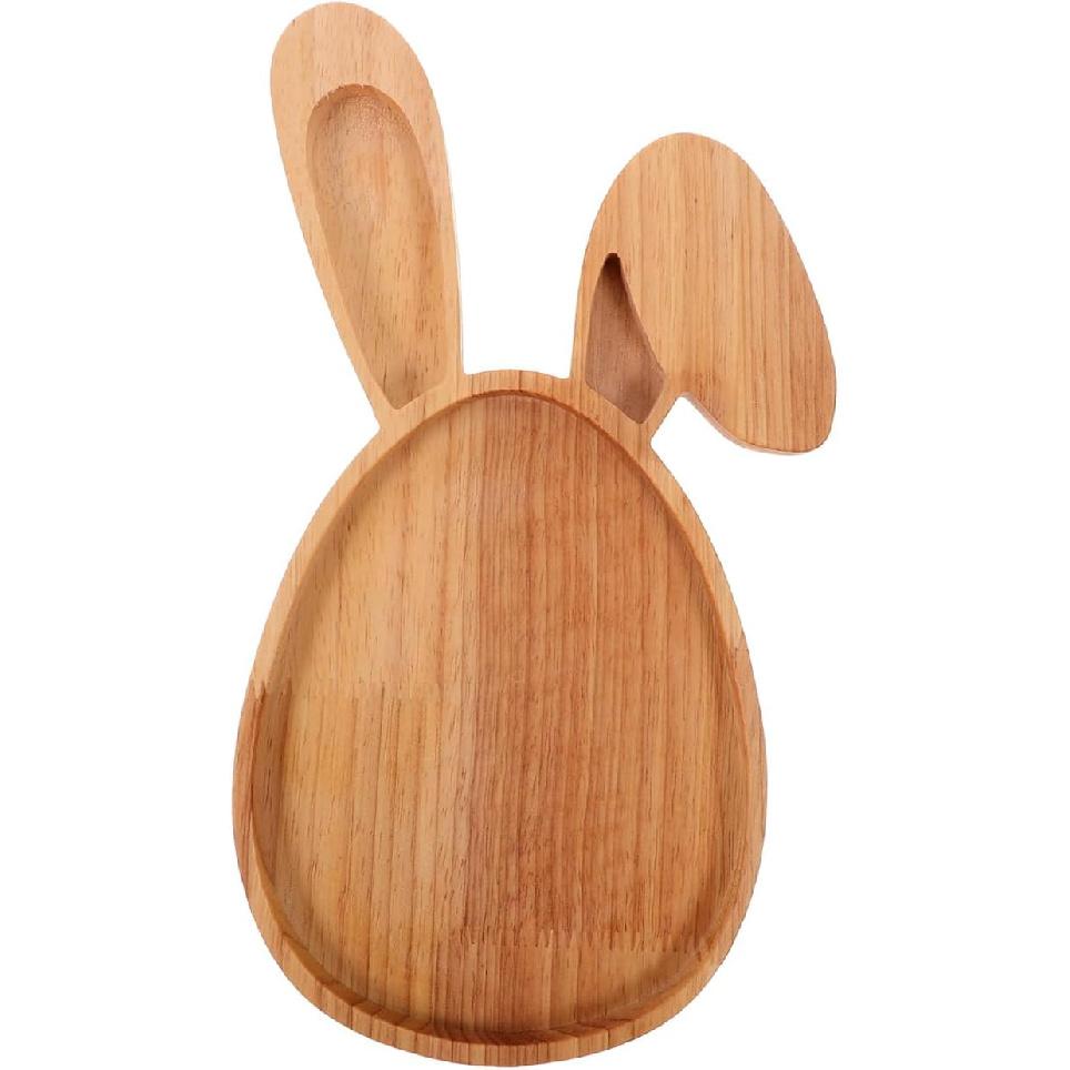 Easter Wooden Serving Tray Easter Charcuterie Board Easter Bunny Egg Plates Dishes Cheese Display Food Dish for Butcher Block Vegetables Fruit Salad