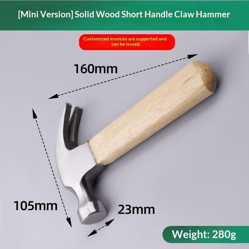 Mini Hammer High Carbon Steel Hammer Solid Wood Short Handle Octagonal or Round Head Hammer Small Manual Hardware Tool
