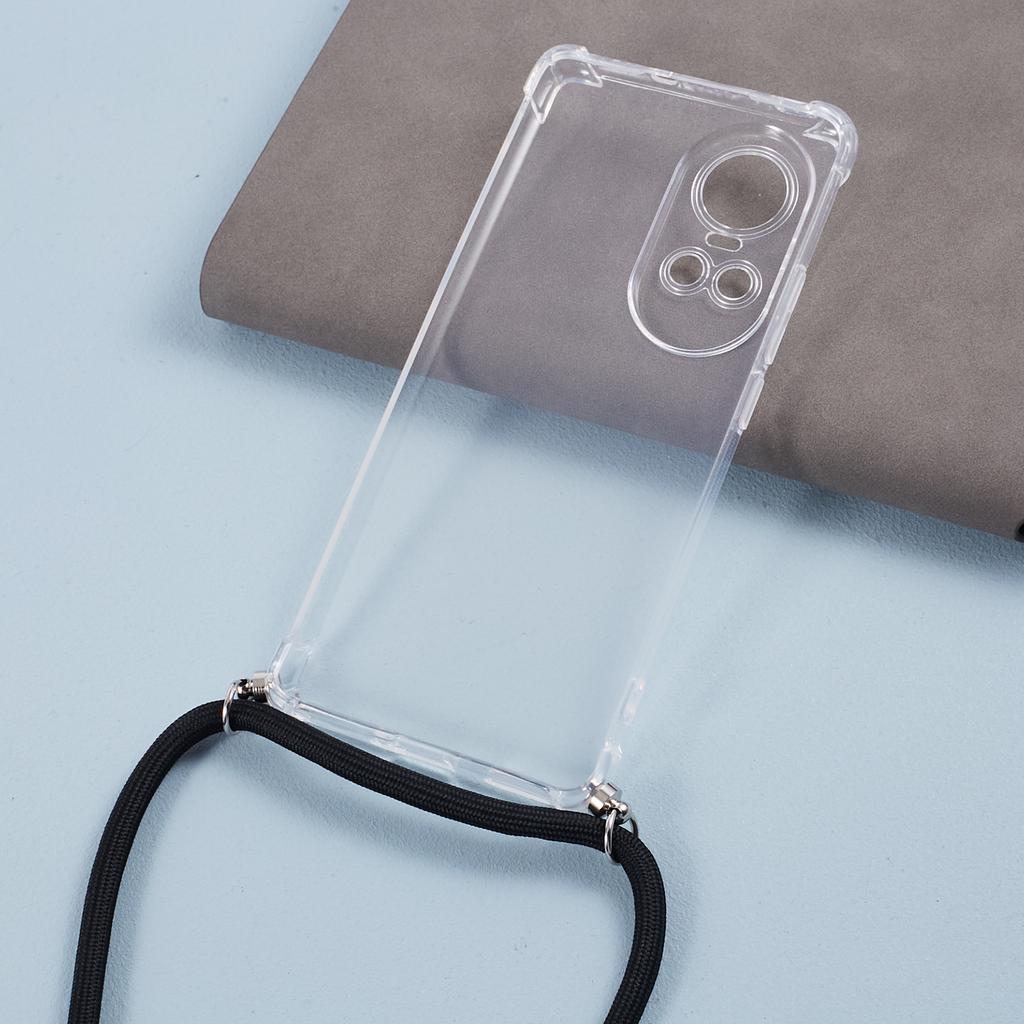 For Oppo Reno10 5G (Global)/Reno10 Pro 5G (Global) Case Anti-drop Clear TPU Cover with Lanyard