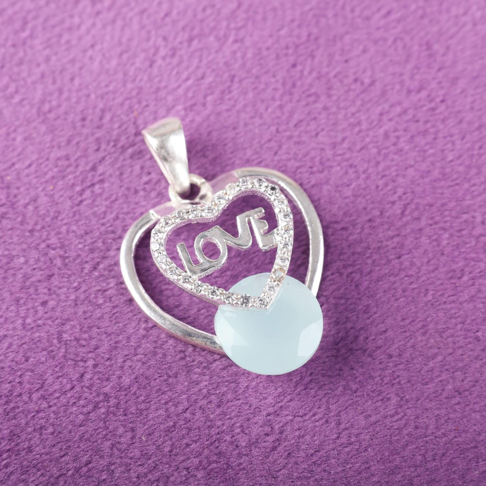 

Aqua Chalcedony Gemstone 925 Sterling Silver Women Jewelry Chain Pendant 1.10 CZP-3-17