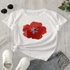 Women's Black Floral T-Shirt Red Flower Graphic Everyday Casual Shirt Breathable Summer Harajuku Short Sleeve Casual Clothing