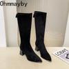Autumn Winter Sued Women Loots Boots Fashion Pointed Toe Shoes Street Style Party Stripper Female Thick Heel High Booties