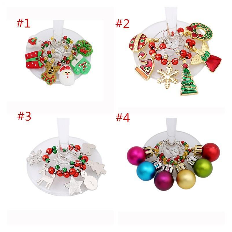 Weihnachten Weinglas Ring Tasse Ornament Dekorationen Anhänger Tischdekoration