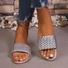 Fashion Women Slippers Summer Sexy Braided Square Toe Flat Shoes Indoor Home Slippers Fashion Beach Mules Casual Sandals Slides Women