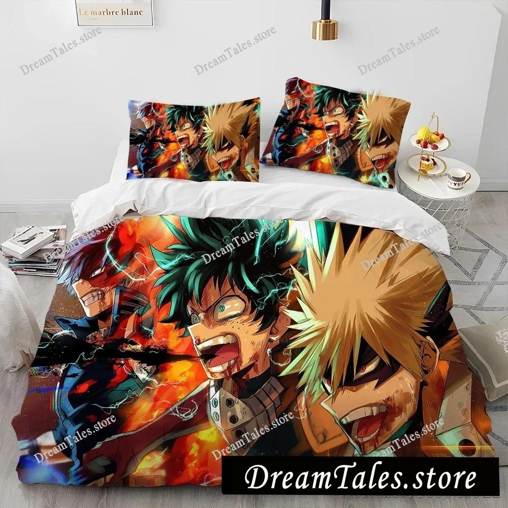 My Hero A-Academia Anime Cartoon Bettbezug-Set HD Deckenbezug für Kinder Bettwäsche-Sets Bettwäsche Schlafzimmer Dekor Luxuriöses Geschenk