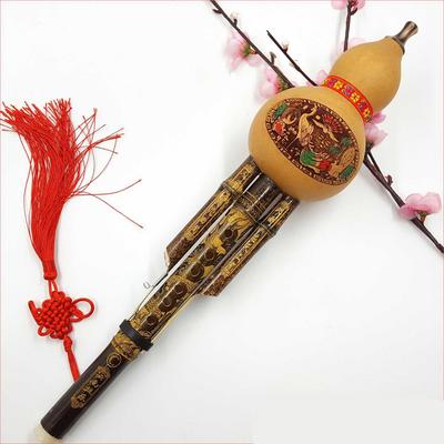 Chinesische handgemachte Hulusi-Bambuskürbis-Kürbisflöte, ethnisches Musikinstrument für Anfänger-Musikliebhaber mit Verpackungsbox
