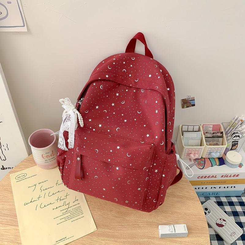 School Bag New School Bag, Stylish Korean Style INS Girly Casual Travel Lightweight Backpack, Starry Sky Student Backpack