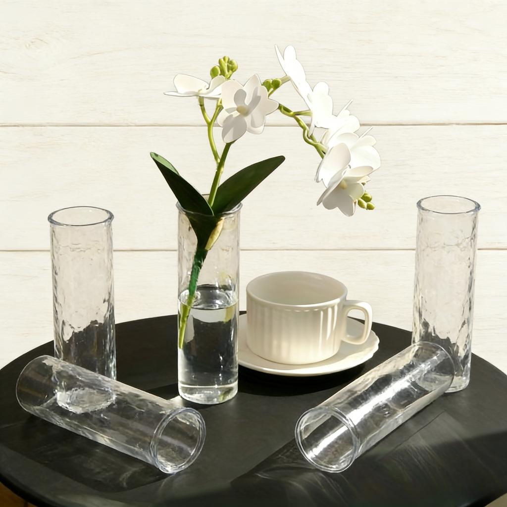 15pcs plastic cylindrical vases, high transparency vase set, suitable for simple desktop flower arrangement decoration bottles