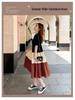 Women's Mid-Length A-line Patchwork Dress, Loose Fit, Short-Sleeved, Over-the-Knee, Summer Style