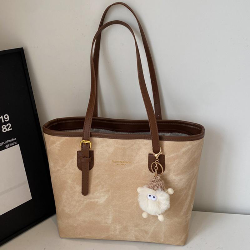 Toteväska med stor kapacitet Trendig Retro Flerfacksväska Enkel axelväska High-end pendlarväska för arbete