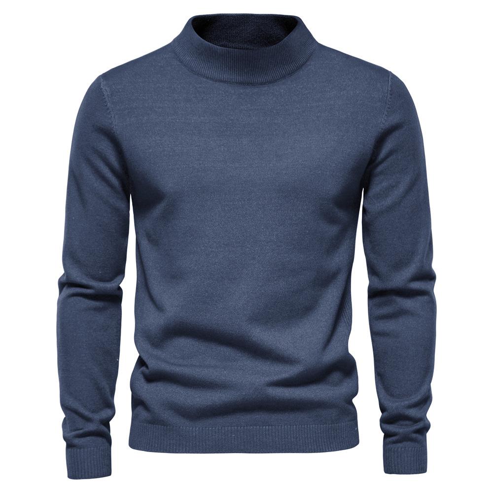 

Autumn And Winter Foreign Trade Thickened Warm Sweater Men S, Medium Collar Slim Men S Sweater Men S Multi-Color Knitted Sweater M Suitable for 65-72kg темно-серого