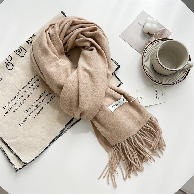 Kašmírový šátek na ruku, podzimní a zimní, jednobarevný, dámský, tlustý střapec, jednoduchý a všestranný, měkký a teplý, imitace kašmíru