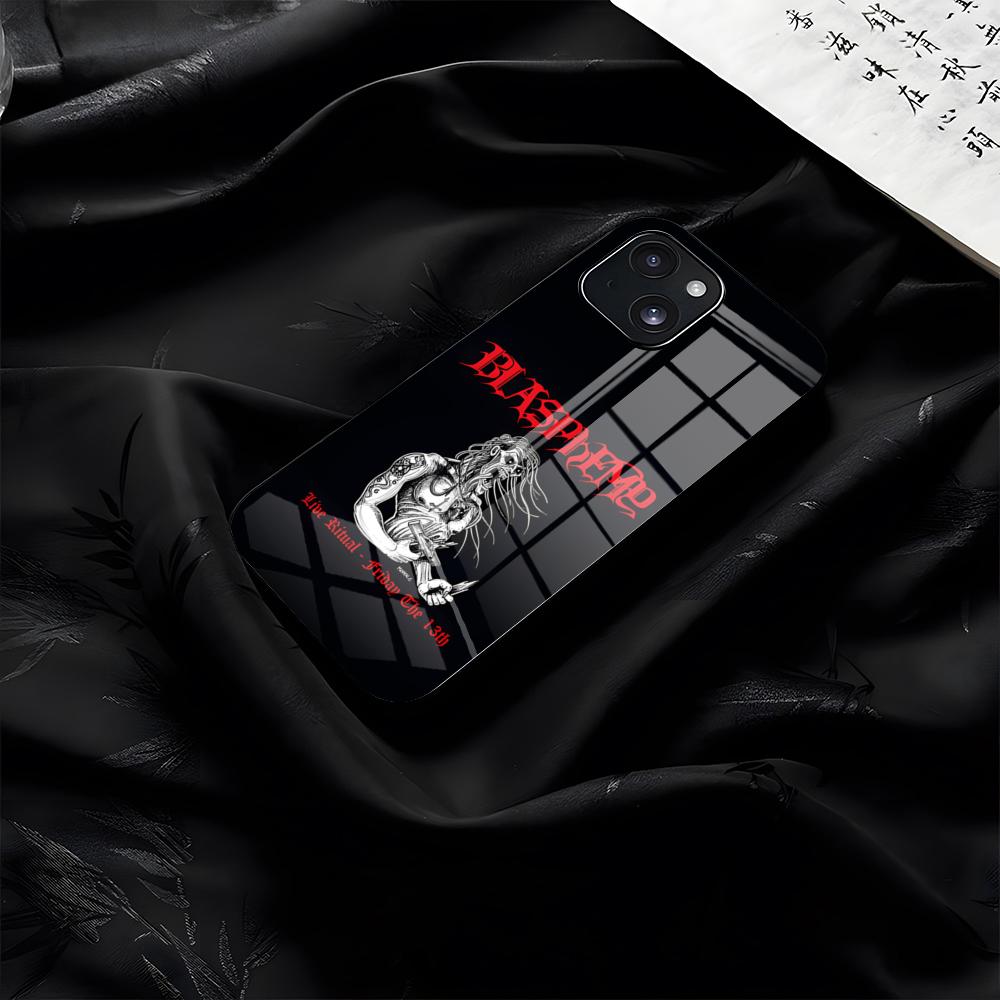 

Blasphemy Band Phone Case For IPhone 17 Pro Max 16 15 14 Pro Max 13 11 Plus Glass Cover iPhone 16