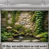 2D Oriental Tea Garden Portrait Photo Backdrop