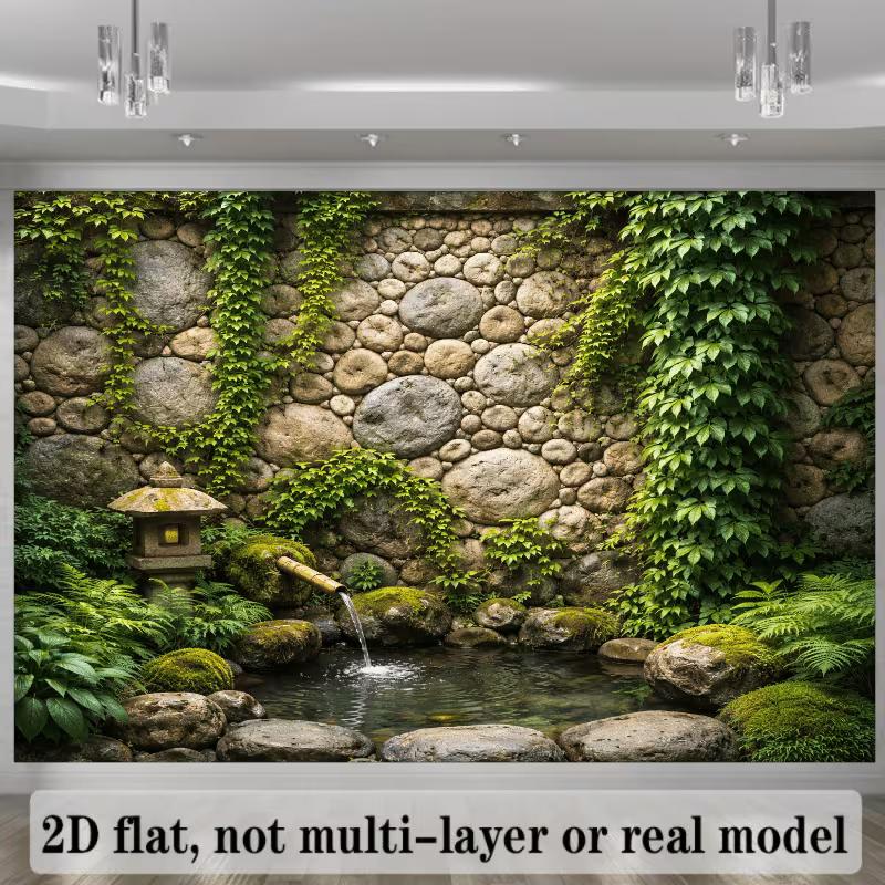2D Oriental Tea Garden Portrait Photo Backdrop