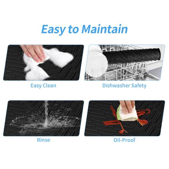 Silicone Drain Mat Quick-Drying Design Raised Ridges Bottom Slope Dish Drainer Kitchen Dining Room Sink Organizer Mat