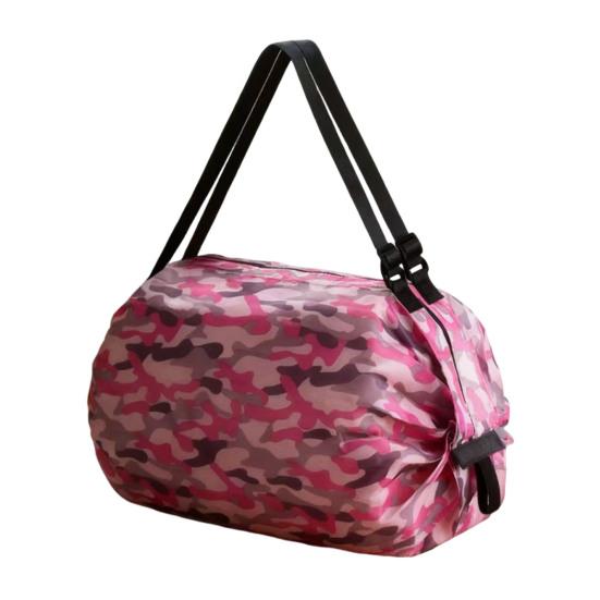 Reusable Folding Shopping Bag Foldable Grocery Tote Oxford Cloth Heavy Duty Duffle Bag with Adjustable