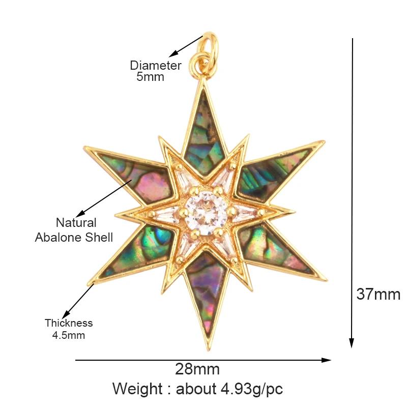 New Trendy Shining Space Sun Moon Star Charm Pendant, Gold Inlaid Cubic Zirconia Jewelry Necklace Bracelet Making Supply L44