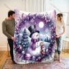Purple Fantasy Snowman Rabbit Print Blanket Warm Soft Fluffy Kids and Adults Sofa Bed Throw Blanket for Home Camping Gift