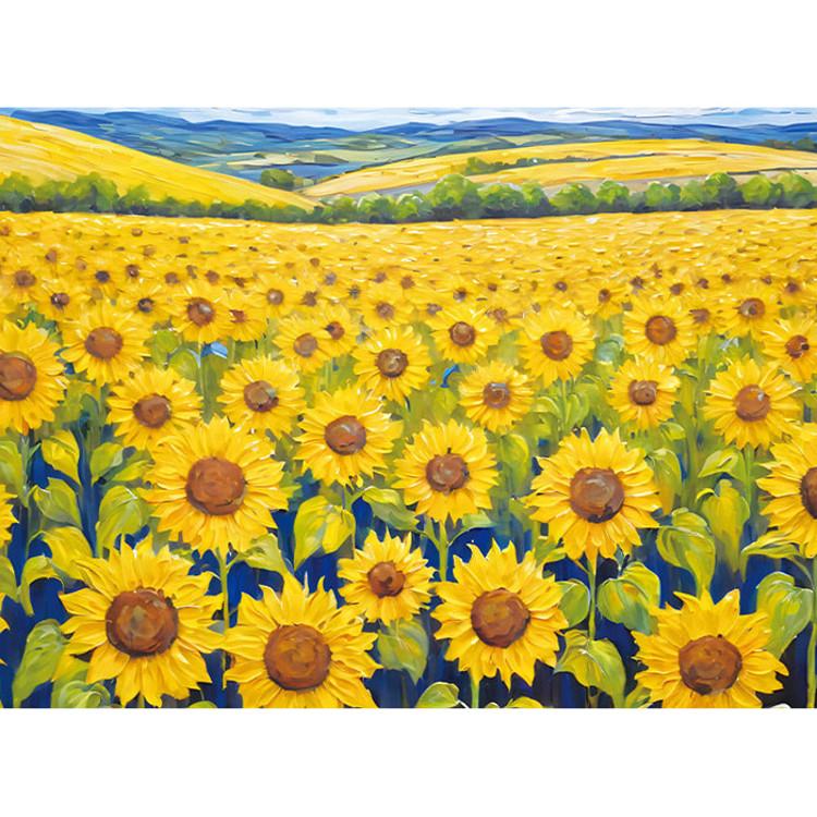 Yellow Sunflower Field Jigsaw Puzzle Flower Scenery 500 Pieces, Popular Korean Puzzle