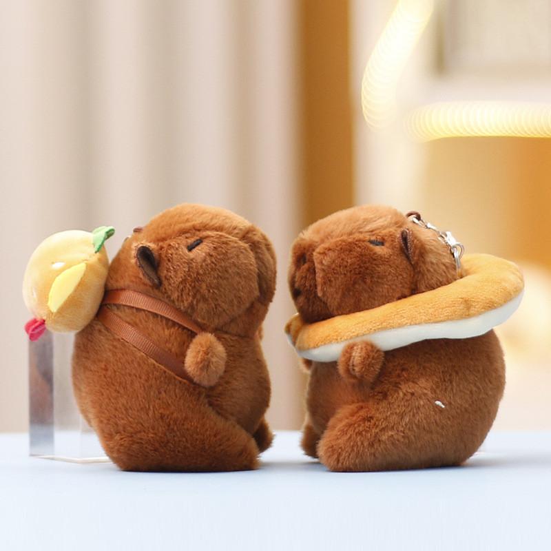 Hamburger Capybara Toast Keychain Cute Cartoon Girl Backpack Hanging Plush Doll