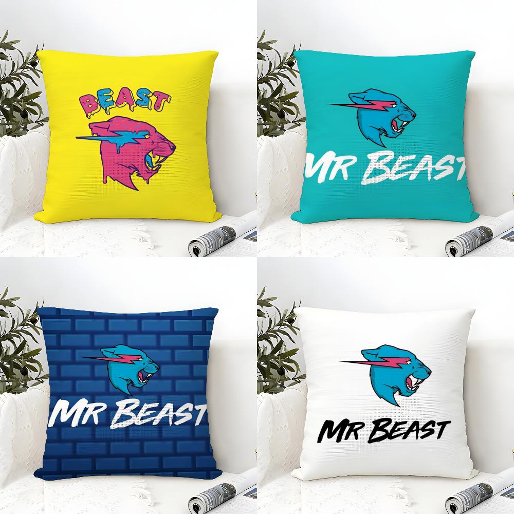 Anime Mr Gaming B-beast Pillow Case Natural Linen Double-Sided Printing Sofa Home Decor Cushion Cover