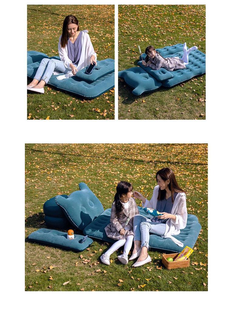 Universal Inflatable Car Bed - Rear Seat Flocking Sleep Pad with Cartoon Design
